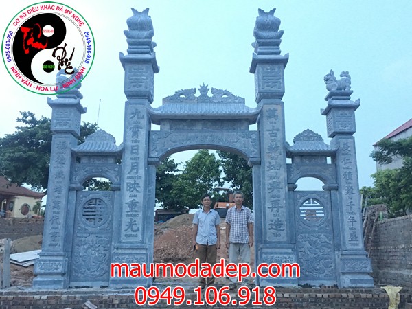 Lắp đặt cổng đình chừa bằng đá tại Bắc Giang