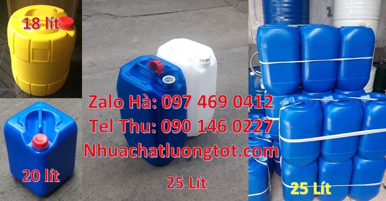 can nhựa lớn hdpe màu trắng xanh đỏ,can nhựa 25l đựng chất tẩy rửa rẻ