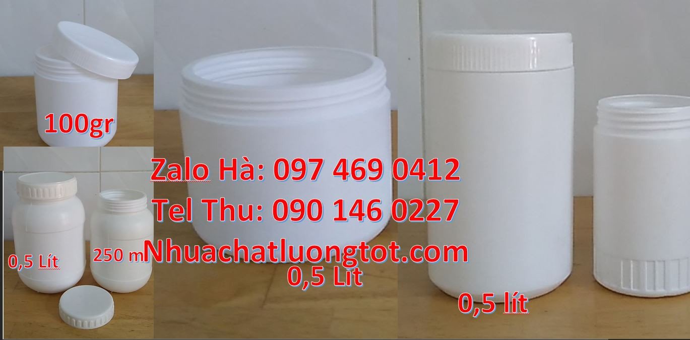 hũ nhựa đựng bánh kẹo,hũ đựng hóa chất,hũ hdpe 0.5l đựng mỹ phẩm giá