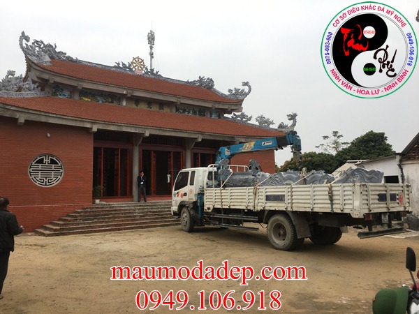 Lắp đặt rồng đá phong thuỷ tại Chùa Cao - Bắc Giang