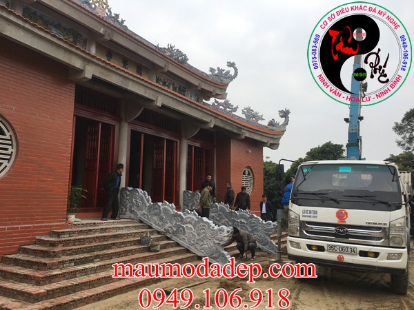 Lắp đặt rồng đá phong thuỷ tại Chùa Cao - Bắc Giang