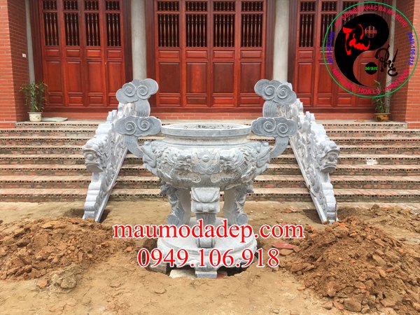 Lắp đặt rồng đá phong thuỷ tại Chùa Cao - Bắc Giang