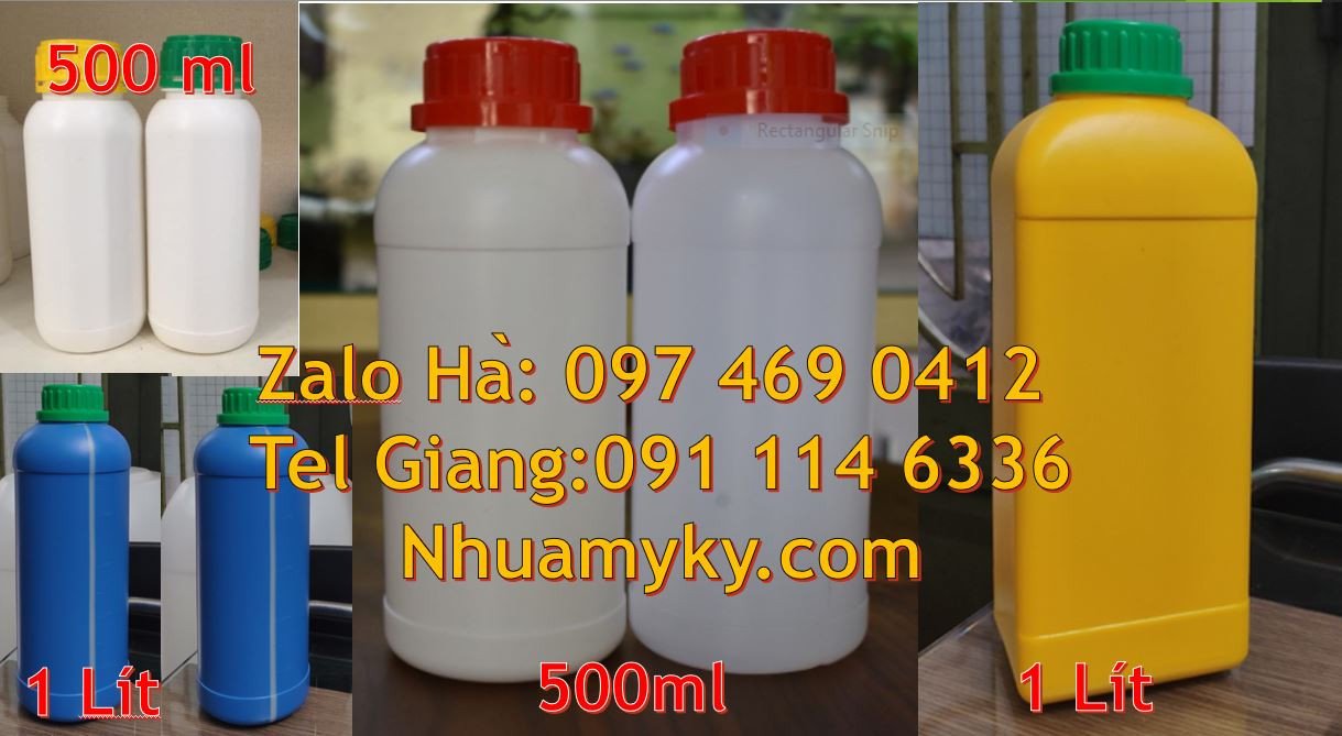 chai nhựa hdpe 1l màu trắng,chai nhựa 500ml đựng hóa chất công nghiệp