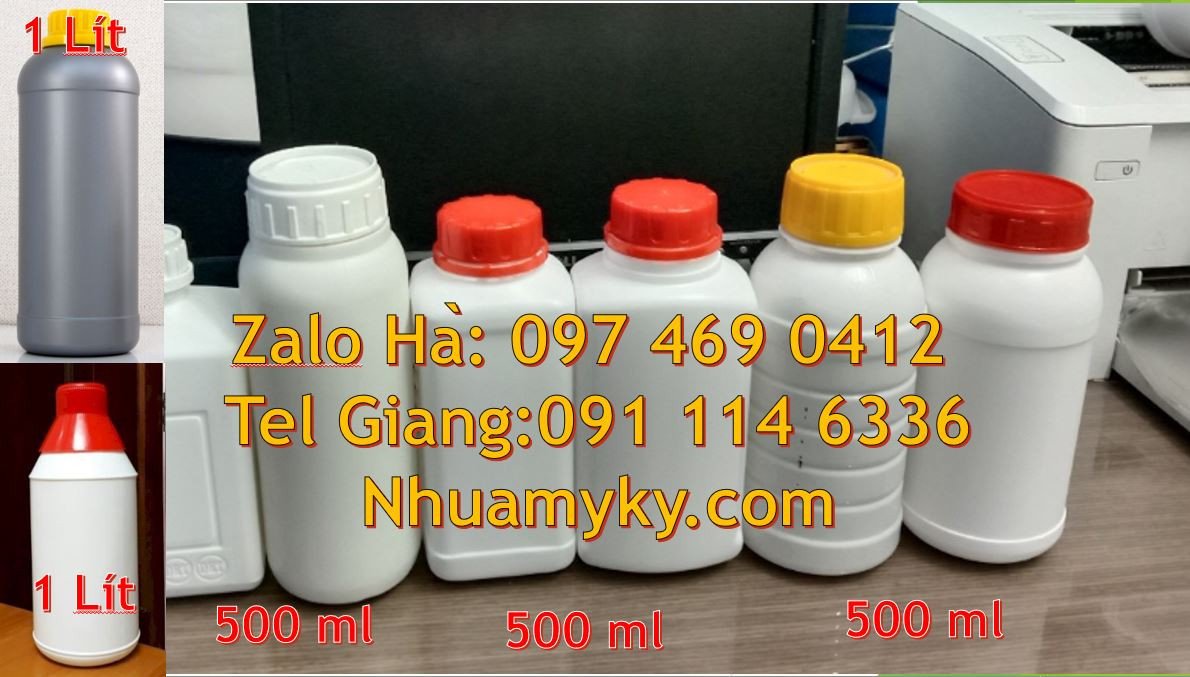 chai nhựa hdpe 1l màu trắng,chai nhựa 500ml đựng hóa chất công nghiệp