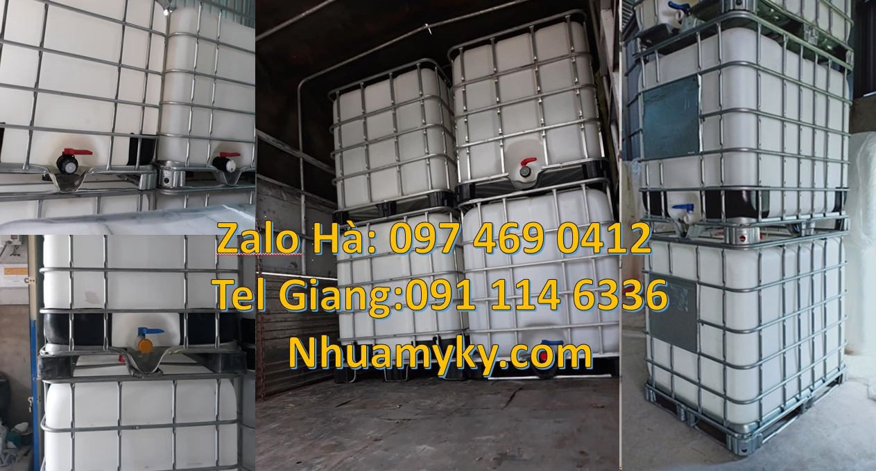 tank nhựa 1000l có khung thép,thùng nhựa ibc màu trắng 1000l giá rẻ