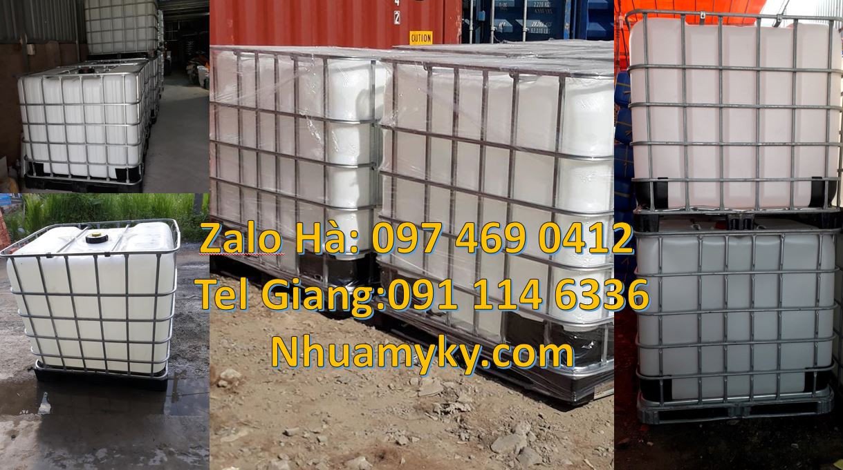 tank nhựa 1000l có khung thép,thùng nhựa ibc màu trắng 1000l giá rẻ