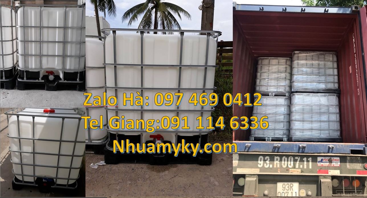 tank nhựa 1000l có khung thép,thùng nhựa ibc màu trắng 1000l giá rẻ
