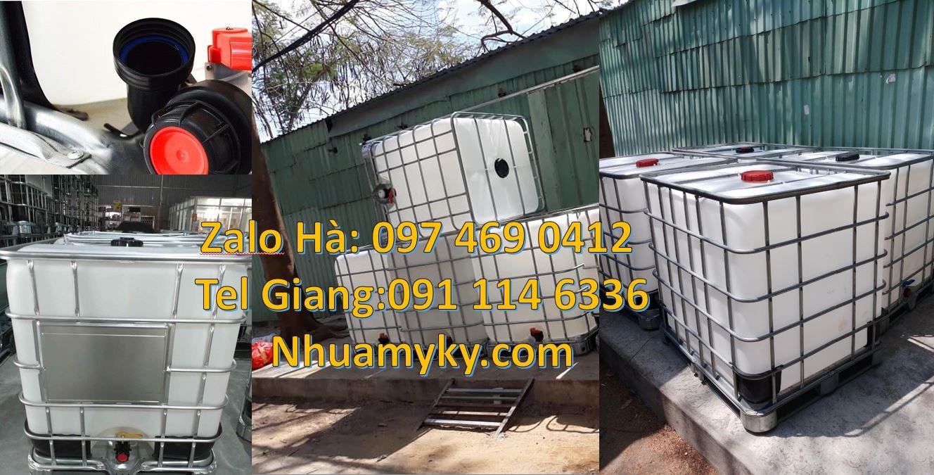 tank nhựa 1000l có khung thép,thùng nhựa ibc màu trắng 1000l giá rẻ