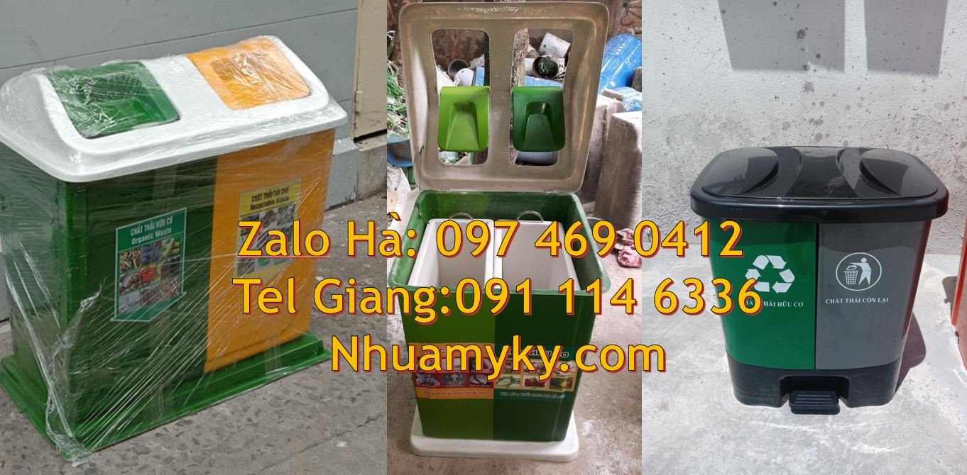 thùng rác 2 ngăn phân loại rác,thùng rác 3 ngăn 3 màu,thùng rác có nắp