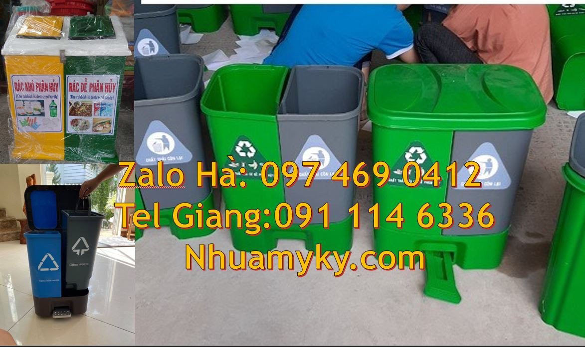 thùng rác 2 ngăn phân loại rác,thùng rác 3 ngăn 3 màu,thùng rác có nắp