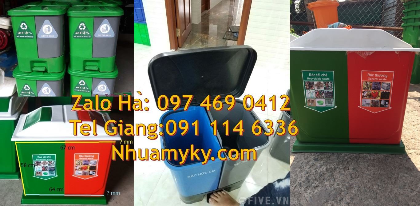 thùng rác 2 ngăn phân loại rác,thùng rác 3 ngăn 3 màu,thùng rác có nắp