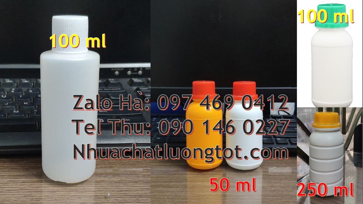 chai nhựa nhỏ 50ml,chai nhựa nhỏ đựng hóa chất,chai nhựa 500ml màu tră