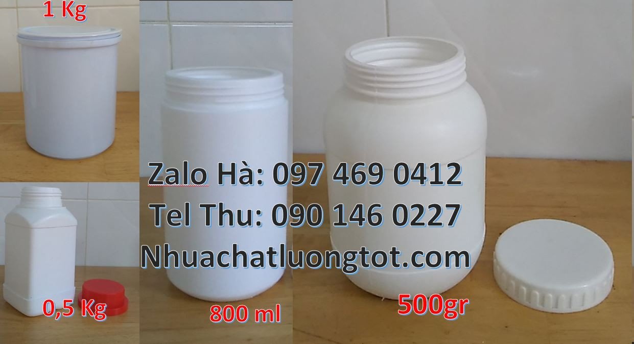 hũ nhựa hdpe màu trắng,hũ nhựa 800ml đựng hóa chất,hũ nhựa 1kg giá rẻ