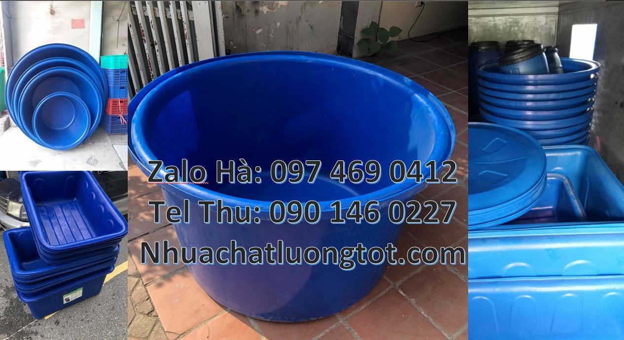 thùng nhựa hình chữ nhật 1000l,thùng nhựa tròn màu xanh giá rẻ hcm