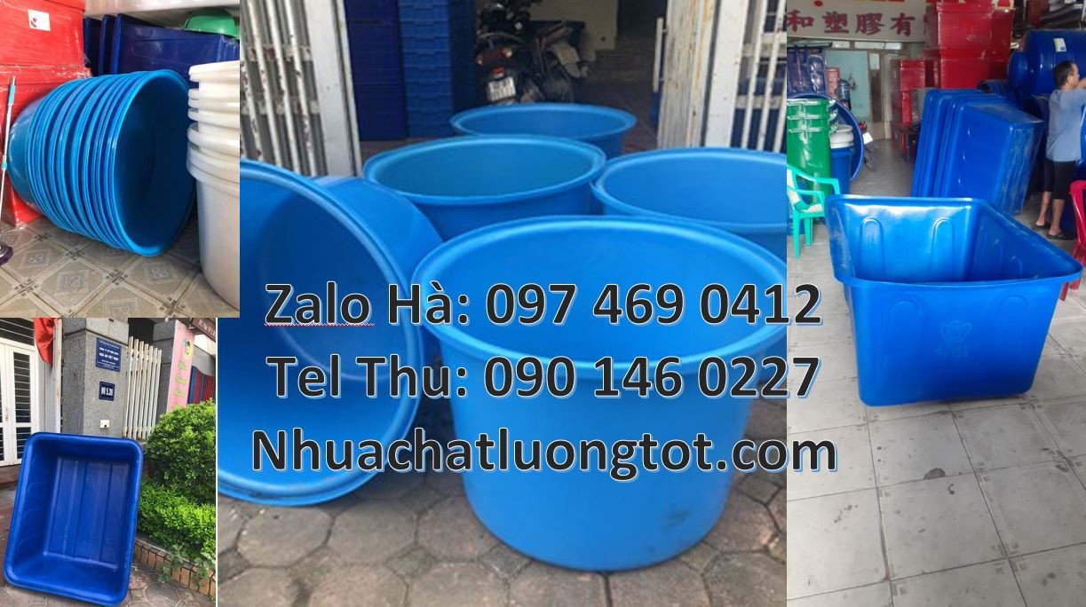 thùng nhựa hình chữ nhật 1000l,thùng nhựa tròn màu xanh giá rẻ hcm