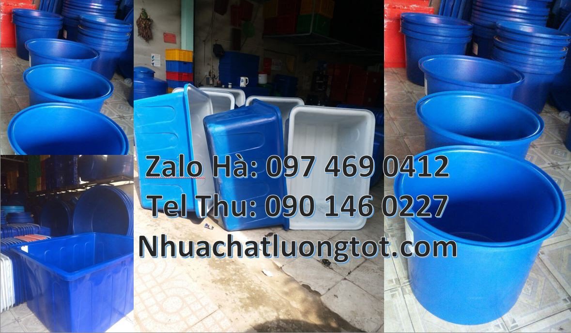 thùng nhựa hình chữ nhật 1000l,thùng nhựa tròn màu xanh giá rẻ hcm
