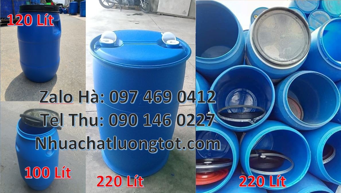thùng phuy nhựa màu xanh 220l,thùng phuy nhựa dựng hóa chất,thùng phuy