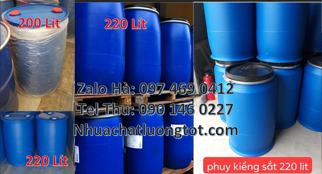 thùng phuy nhựa màu xanh 220l,thùng phuy nhựa dựng hóa chất,thùng phuy