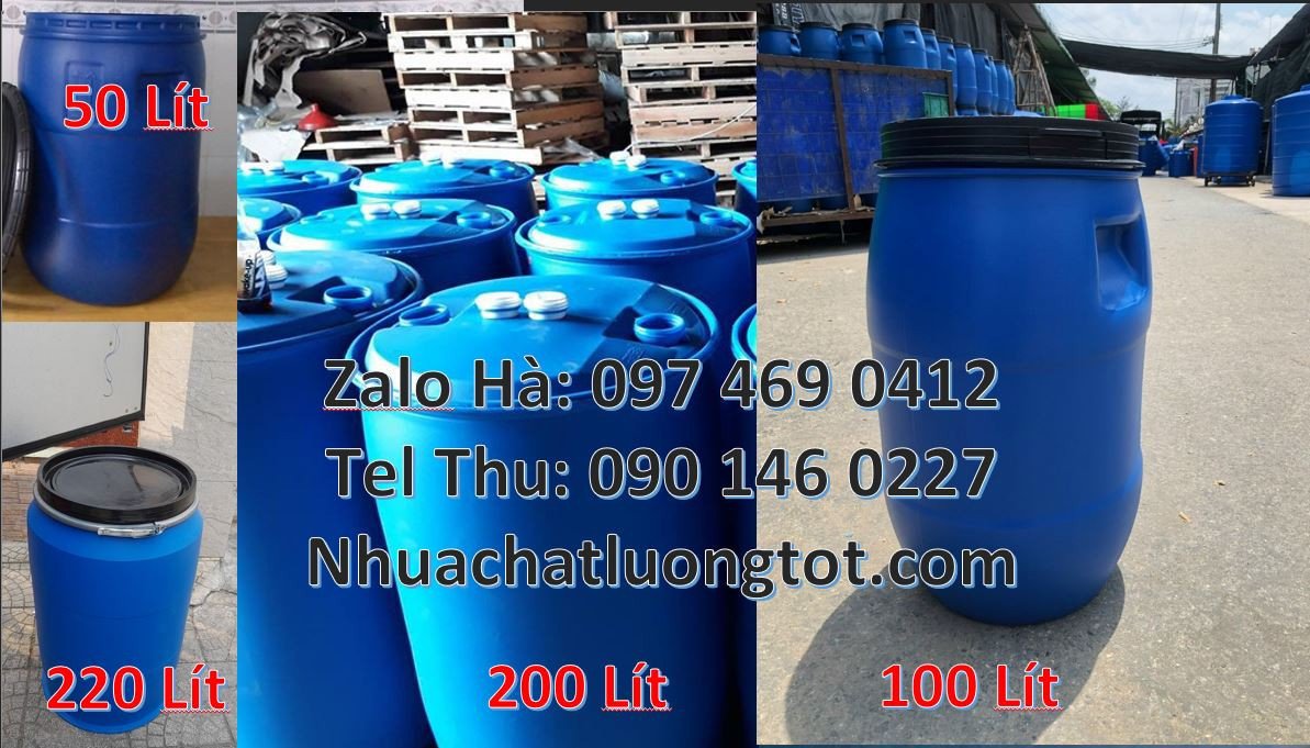 thùng phuy nhựa màu xanh 220l,thùng phuy nhựa dựng hóa chất,thùng phuy