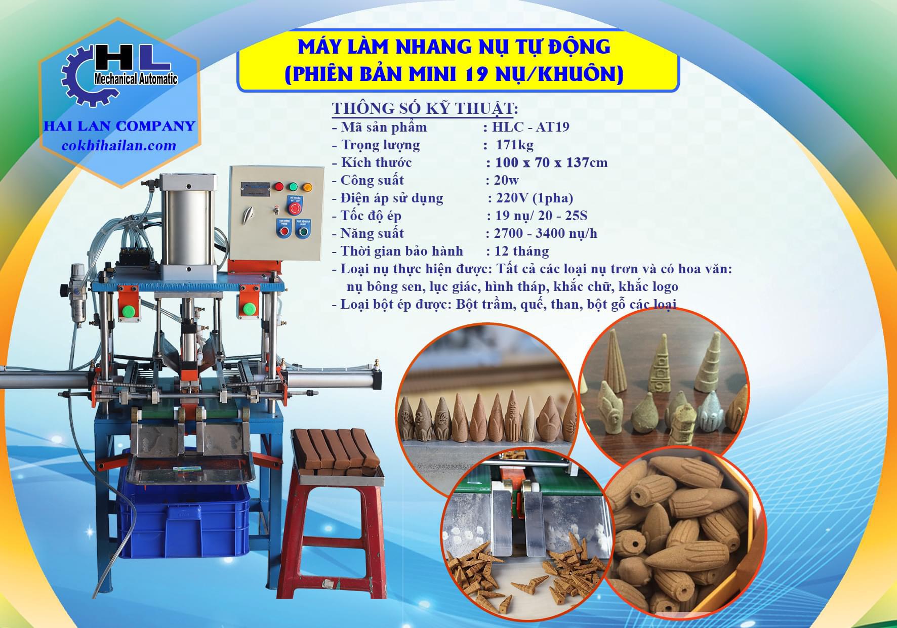 Máy làm nhang nụ trầm khí nén tự động mini