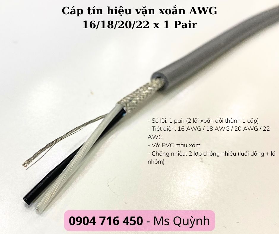 Cáp tín hiệu chống nhiễu 1 pair 22awg Altek Kabel