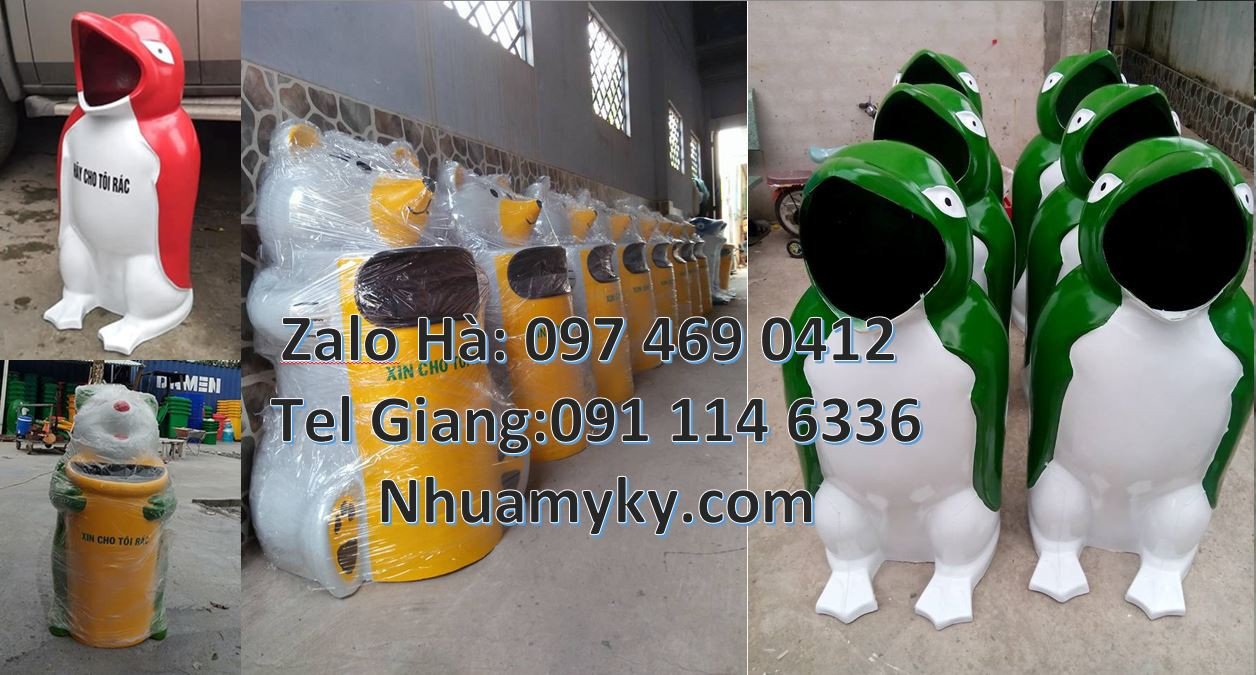 thùng rác hình con thú giá rẻ,bán thùng rác hình con chim cánh cụt hcm