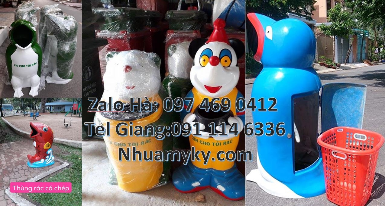 thùng rác hình con thú giá rẻ,bán thùng rác hình con chim cánh cụt hcm