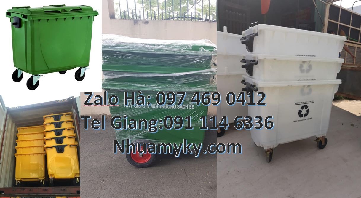 xe đẩy rom rác 660l, xe gom rác bánh hơi,xe thu gom rác 1200l giá rẻ