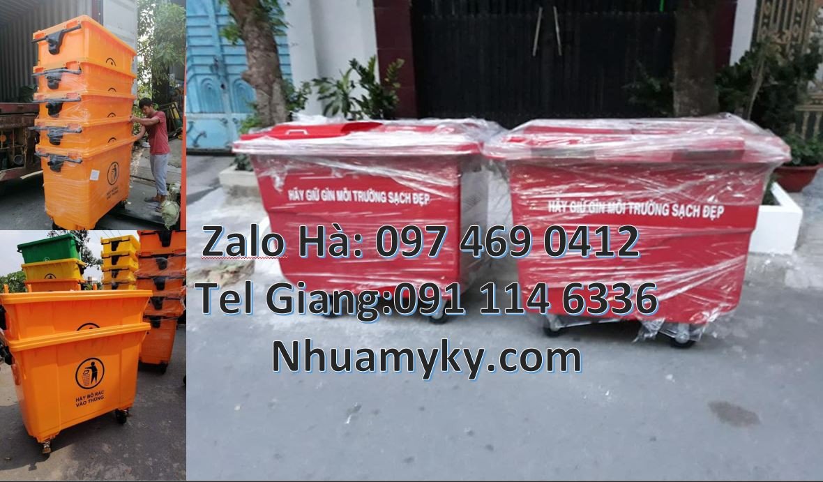 xe đẩy rom rác 660l, xe gom rác bánh hơi,xe thu gom rác 1200l giá rẻ