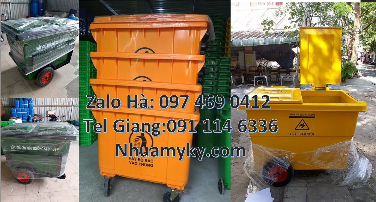 xe đẩy rom rác 660l, xe gom rác bánh hơi,xe thu gom rác 1200l giá rẻ