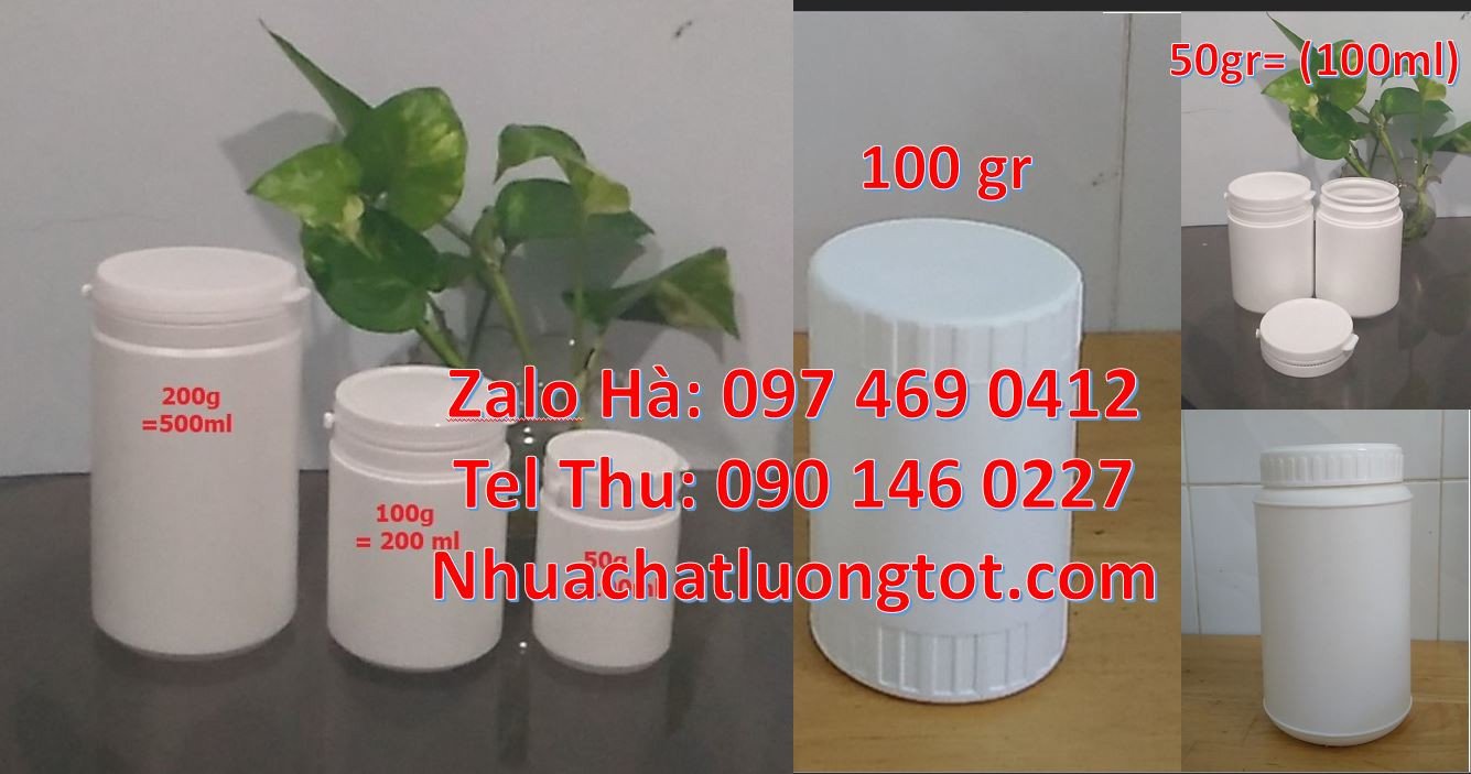 bán hũ nhựa 50g đựng mỹ phẩm,hũ nhựa hdpe màu trắng,hũ nhựa 200g giá r