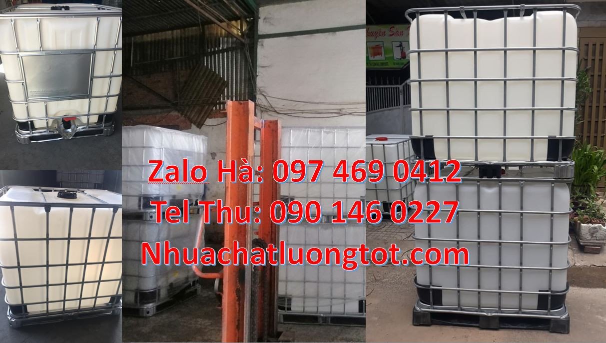 bán tank nhựa lớn 1000l,thùng ibc màu trắng có khung thép,tank nhựalớn