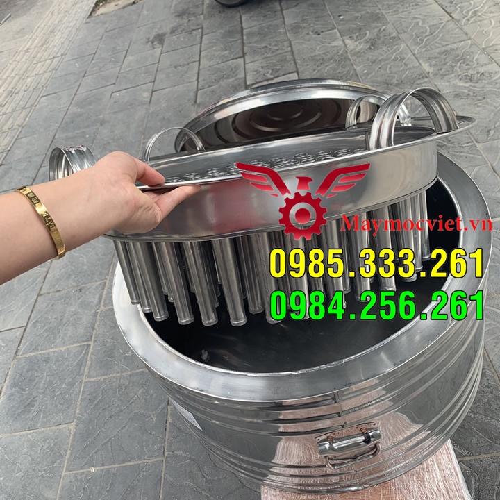 Thùng inox 304 làm kem qua bằng phương pháp lắc đá muối ( loại 60 ống)