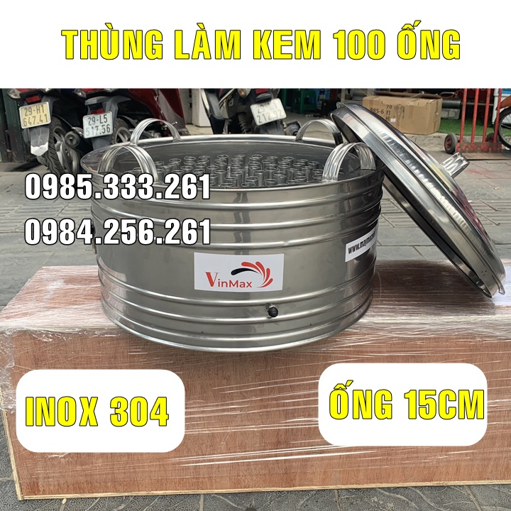 Thùng làm kem mút, kem ống phương pháp lắc đá muối ( inox 304 dày dặn)