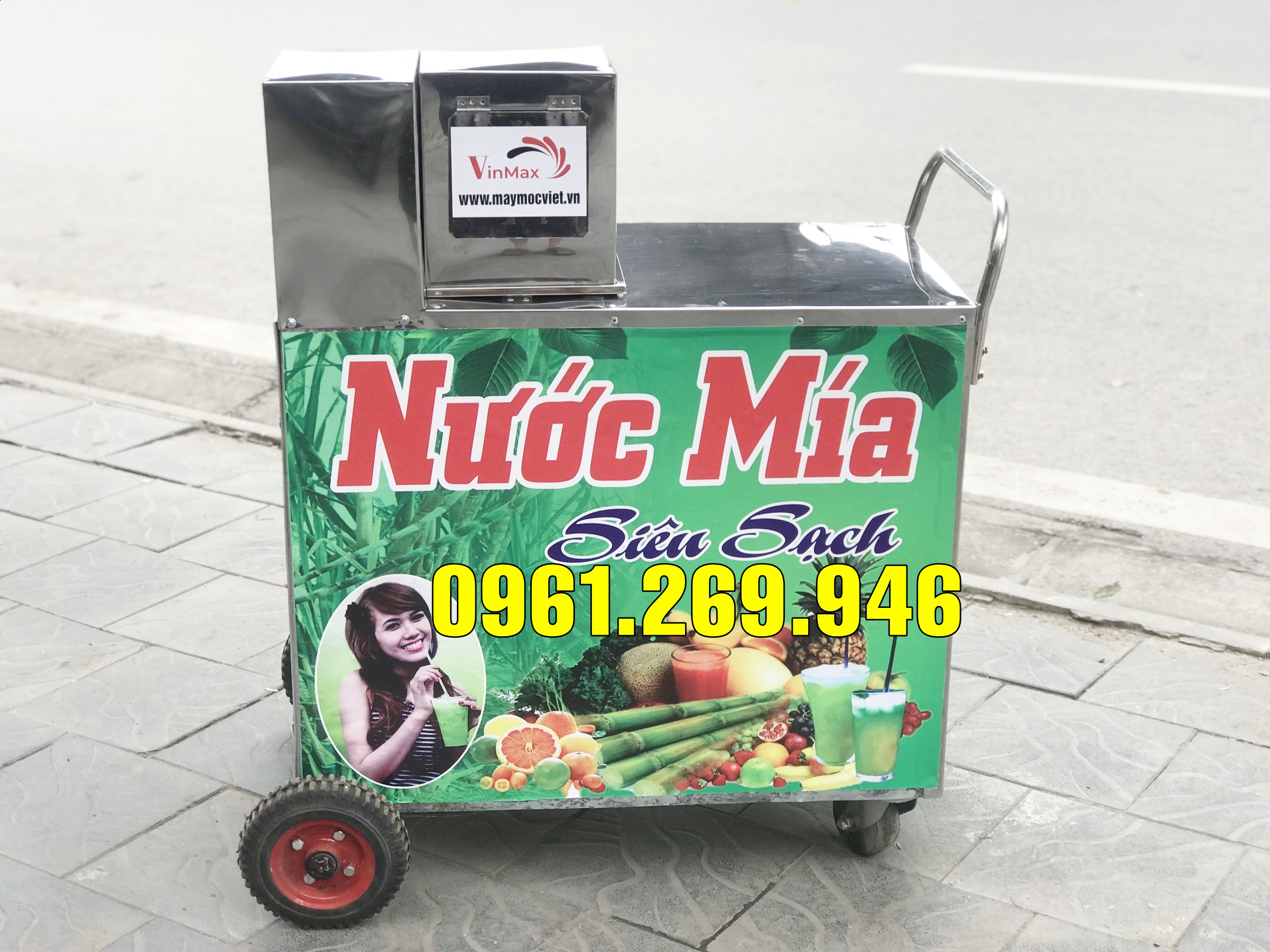 Xe ép nước mía bàn dài 1100w quả lô inox ép 1 lần