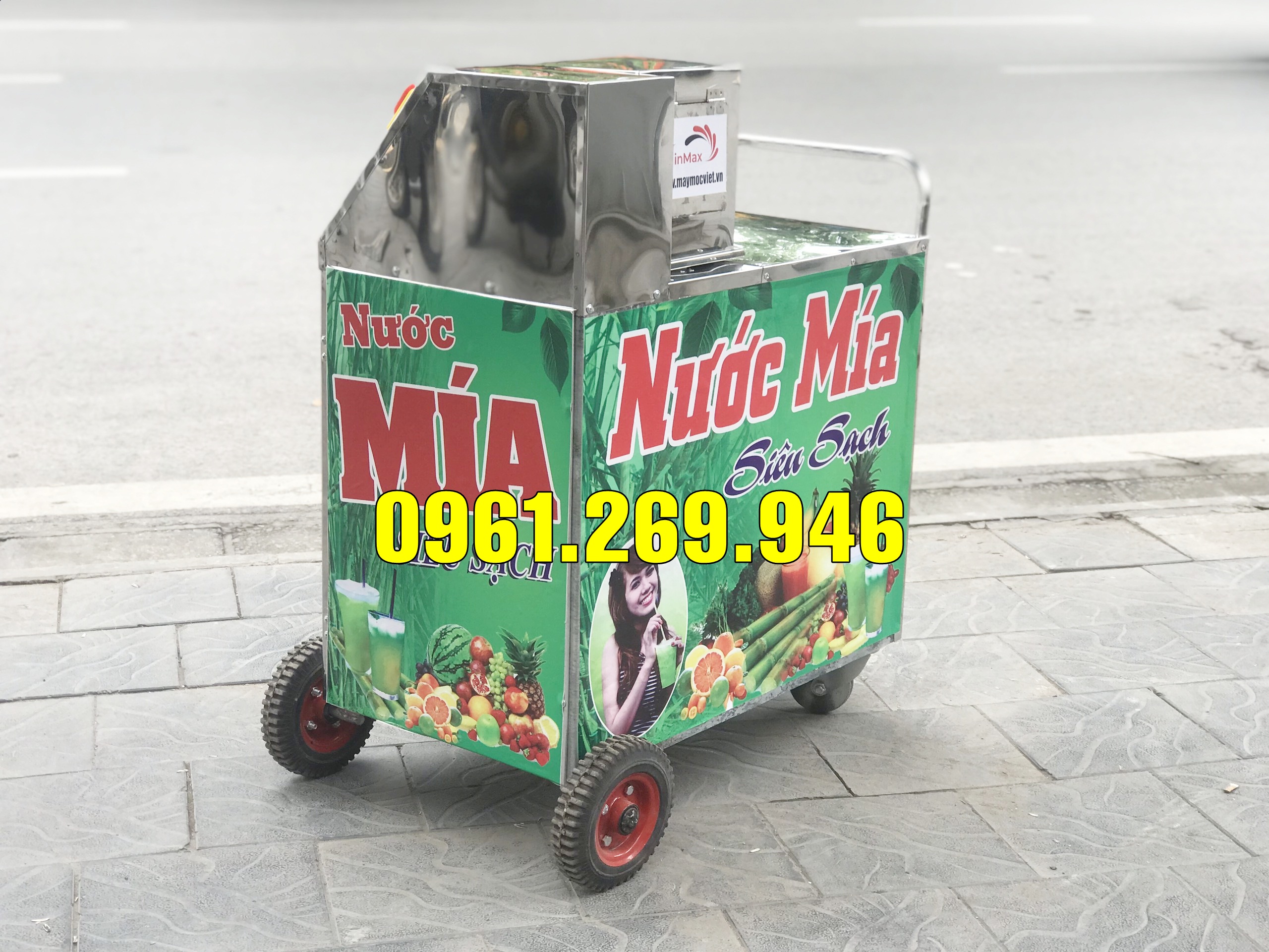 Xe ép nước mía bàn dài 1100w quả lô inox ép 1 lần