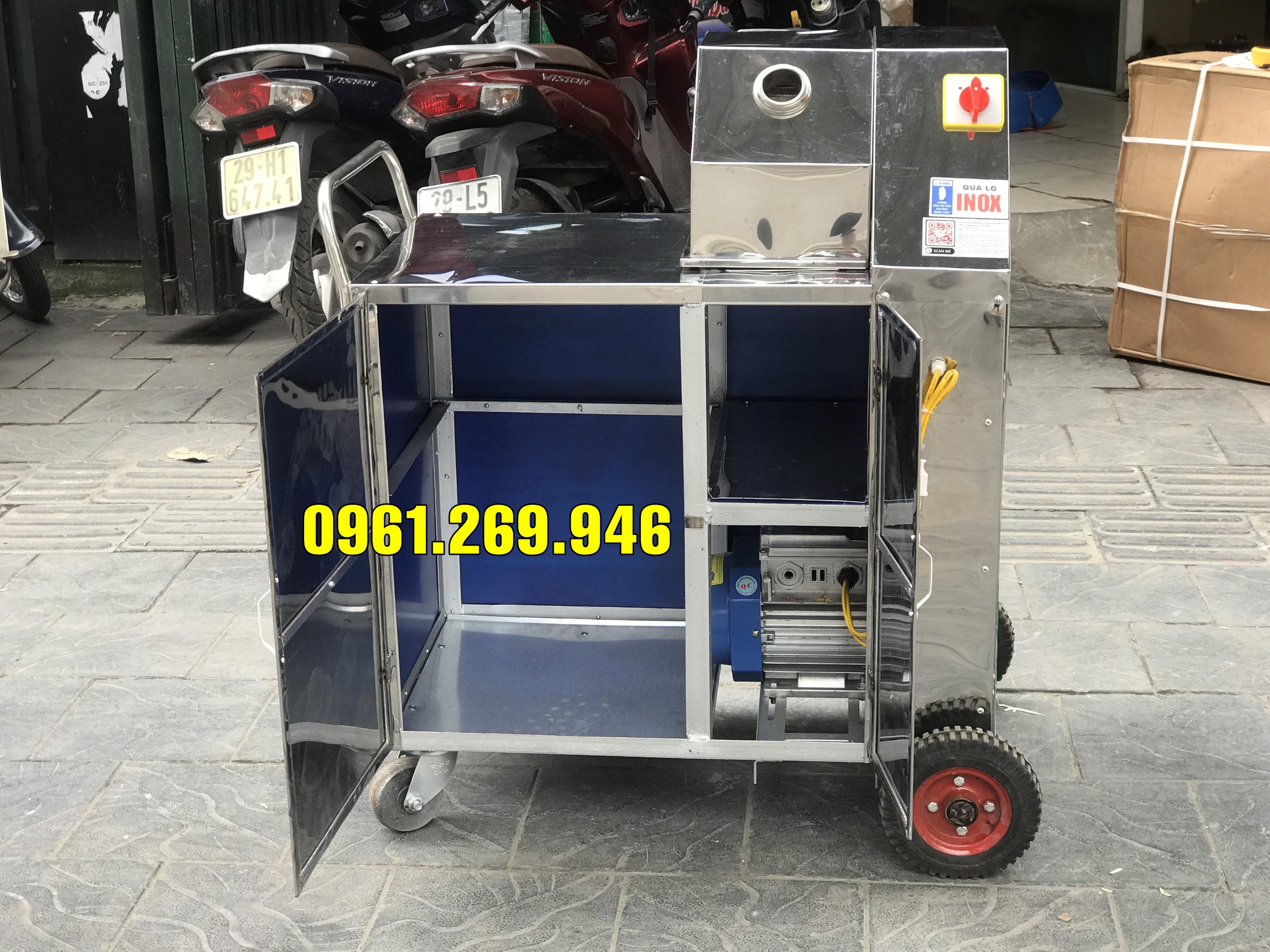 Xe ép nước mía bàn dài 1100w quả lô inox ép 1 lần