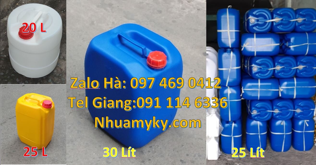 bán can nhựa lớn 20l màu trắng,can nhựa xanh 30l đựng hóa chất giá rẻ