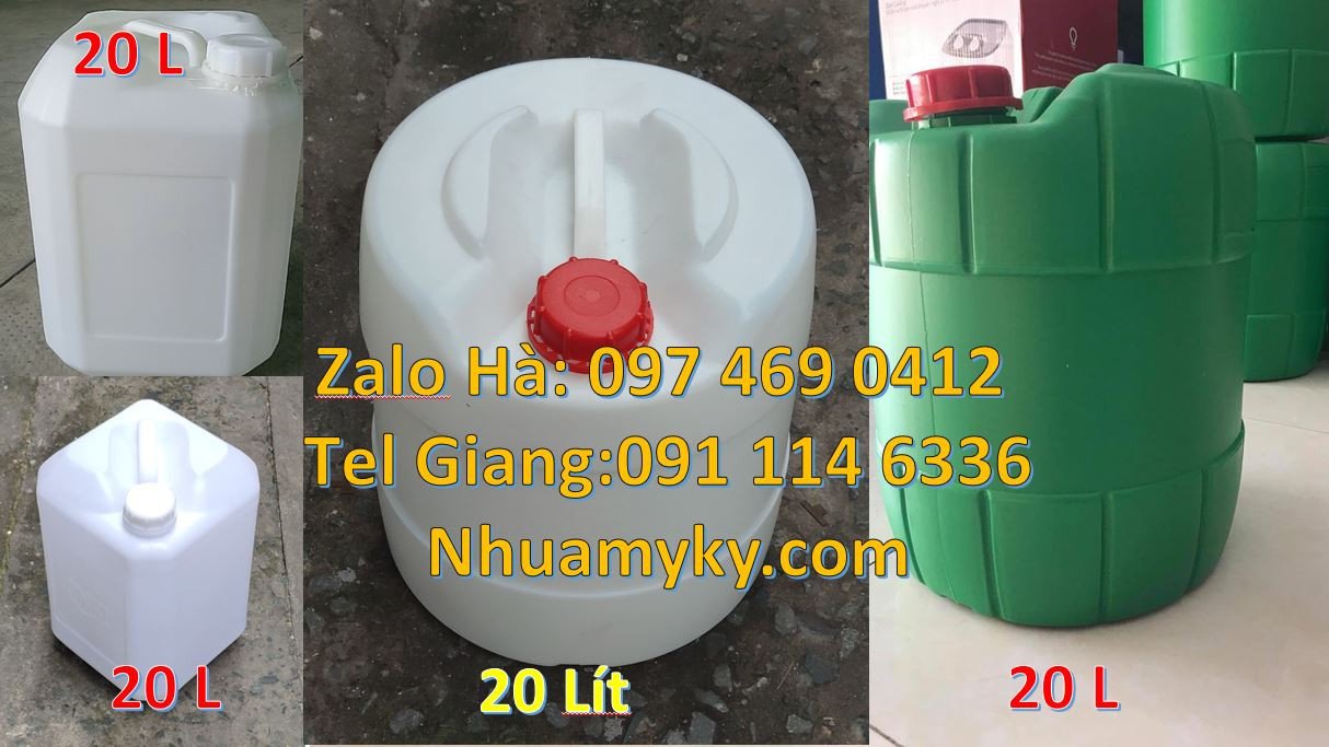bán can nhựa lớn 20l màu trắng,can nhựa xanh 30l đựng hóa chất giá rẻ