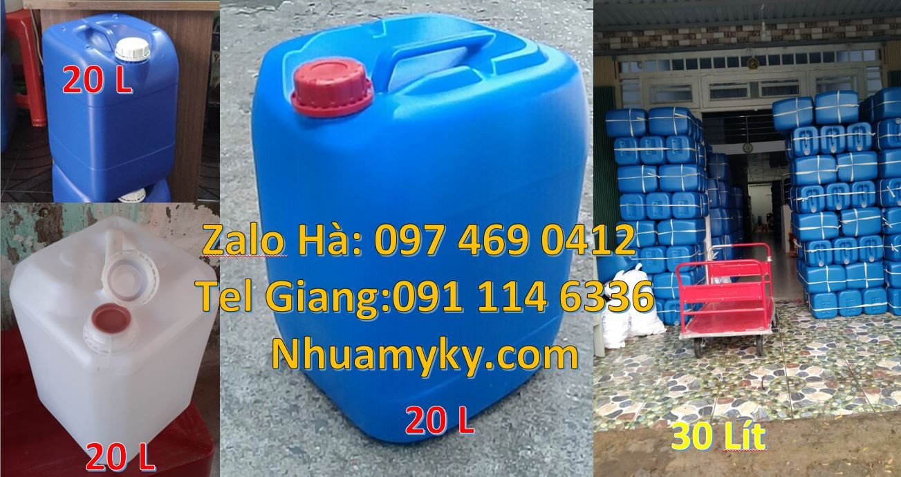 bán can nhựa lớn 20l màu trắng,can nhựa xanh 30l đựng hóa chất giá rẻ