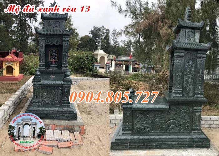 Mẫu mộ đá xanh rêu cao cấp đẹp giá rẻ năm 2023