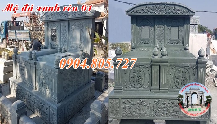 Mẫu mộ đá xanh rêu cao cấp đẹp giá rẻ năm 2023