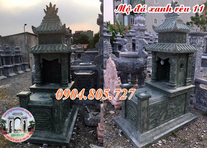 Mẫu mộ đá xanh rêu cao cấp đẹp giá rẻ năm 2023