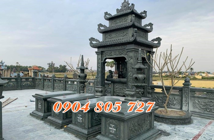 Mẫu lăng mộ đá xanh rêu đẹp lắp đặt tại Bạc Liêu