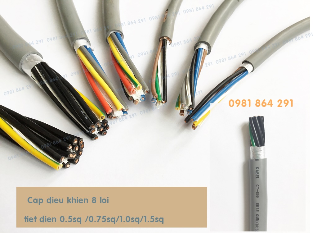 Cáp điều khiển 8C, 8x0.5mm2 lõi đồng mềm, giá tốt, sẵn kho