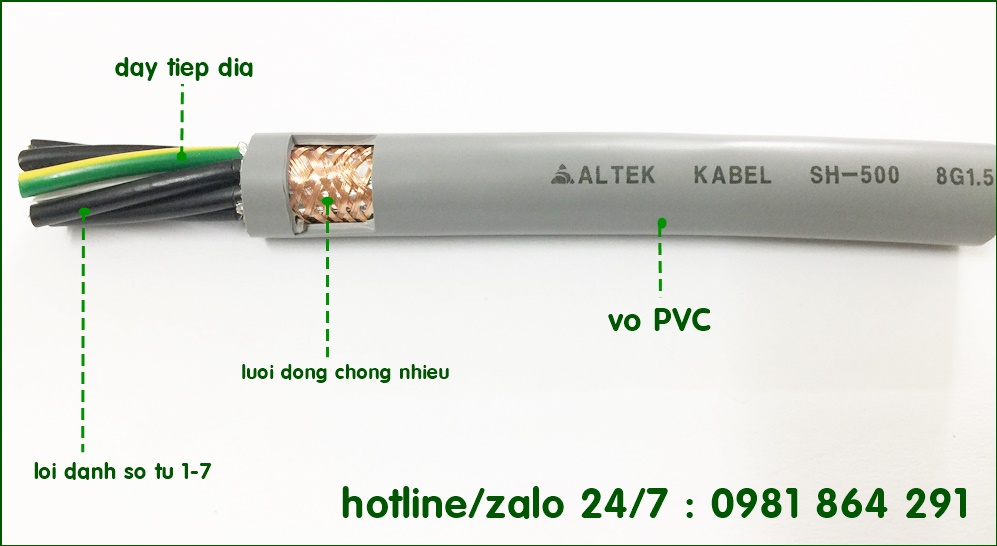 Cáp điều khiển 8C, 8x0.5mm2 lõi đồng mềm, giá tốt, sẵn kho