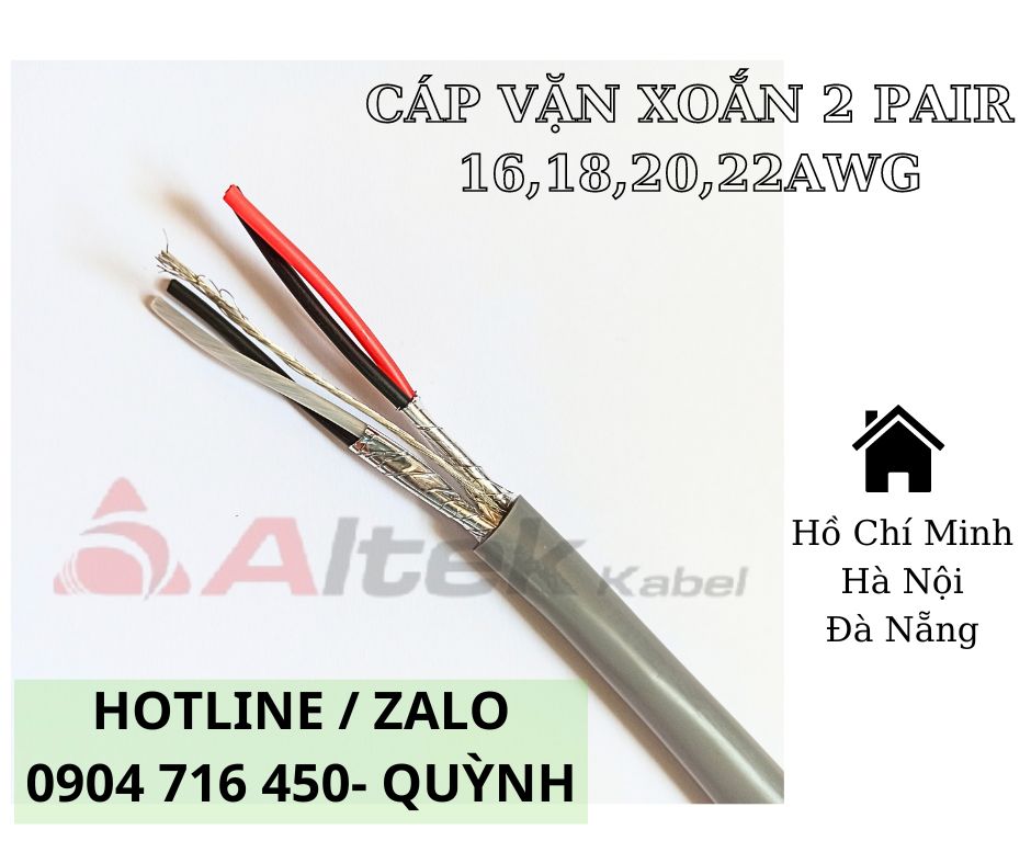 Cáp tín hiệu vặn xoắn 2 pair 16,18,20,22AWG