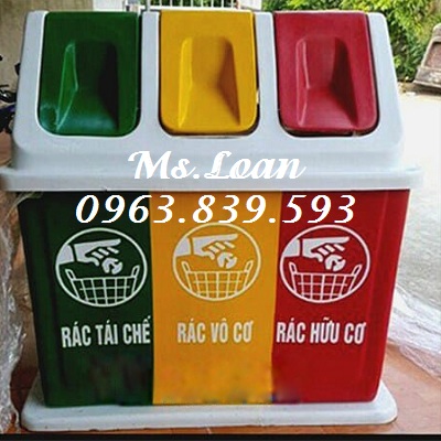 Thùng rác 3 ngăn nhựa Composite, thùng rác công cộng /0963839593