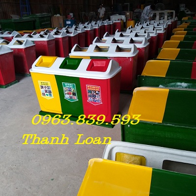 Thùng rác 3 ngăn nhựa Composite, thùng rác công cộng /0963839593