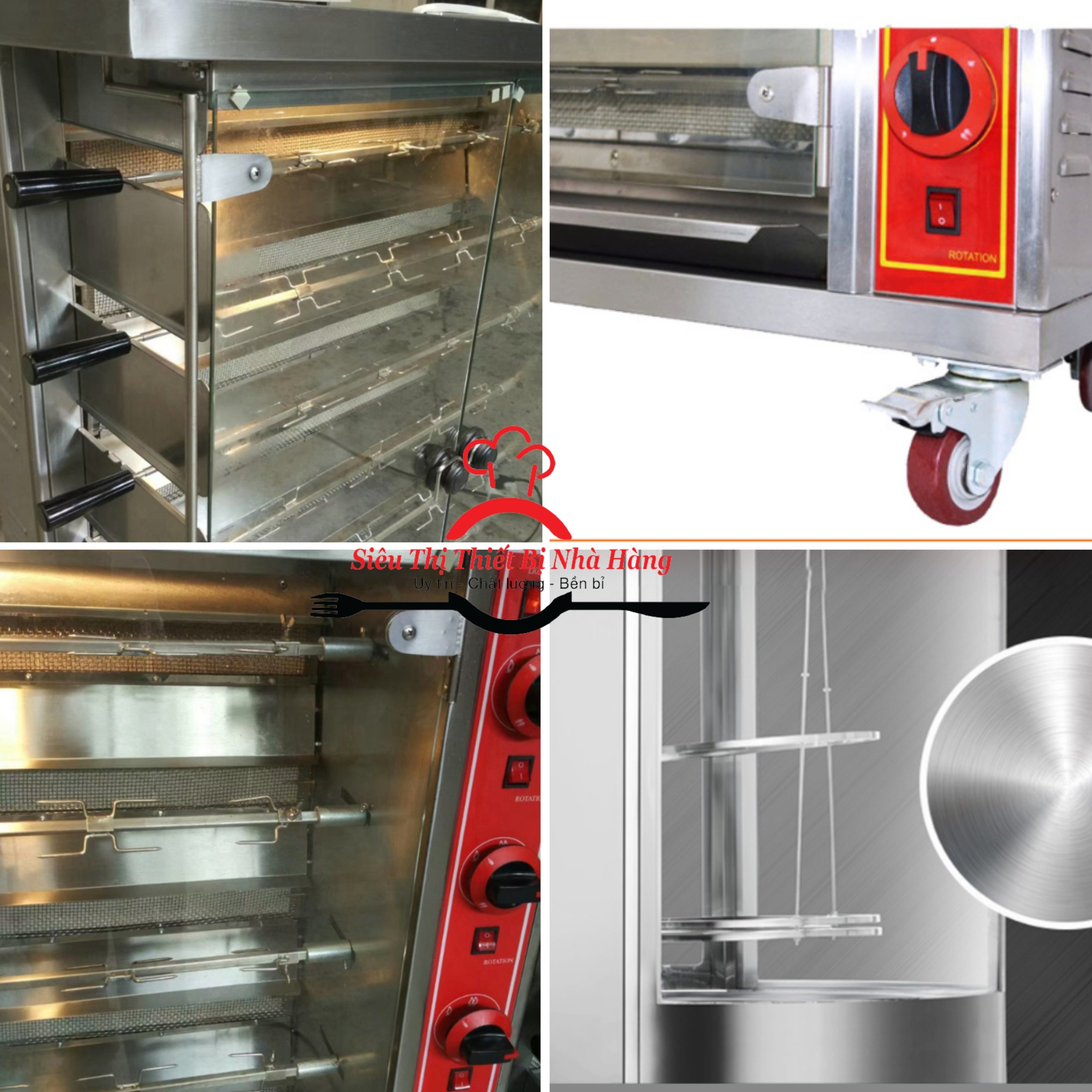 Lò nướng gà vịt 6 thanh ngang dùng gas. bảo hành 12 tháng